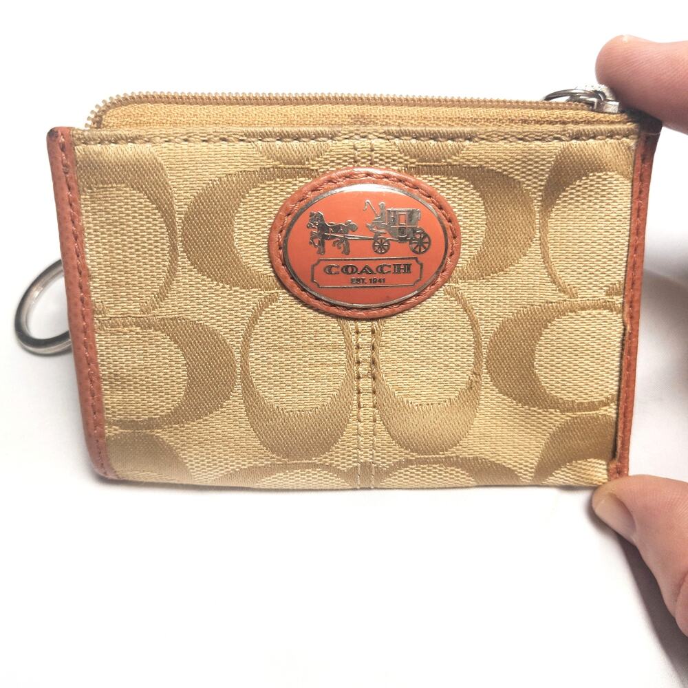 Coach Vintage Coin Purse Tan Canvas Heritage Y2K Logo Classic